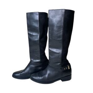 COLE HAAN Adler Black Leather Suede Riding Boots
